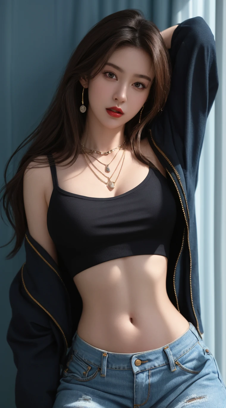 (Dark Skin: 1.4)、Wearing a tight sweater、Wearing a miniskirt、city、smile、Highest quality、masterpiece、High resolution、(detailed: 1.4)、1 Girl、Very thin eyebrows、Dark bluish eyeshadow、Thick black eyeliner、Accentuate your eyes with eyeliner、False eyelashes、(Flashy makeup)、blonde、((whole body))、((Standing and looking at me))、Black knee-high boots、Belly button、Off the shoulder
