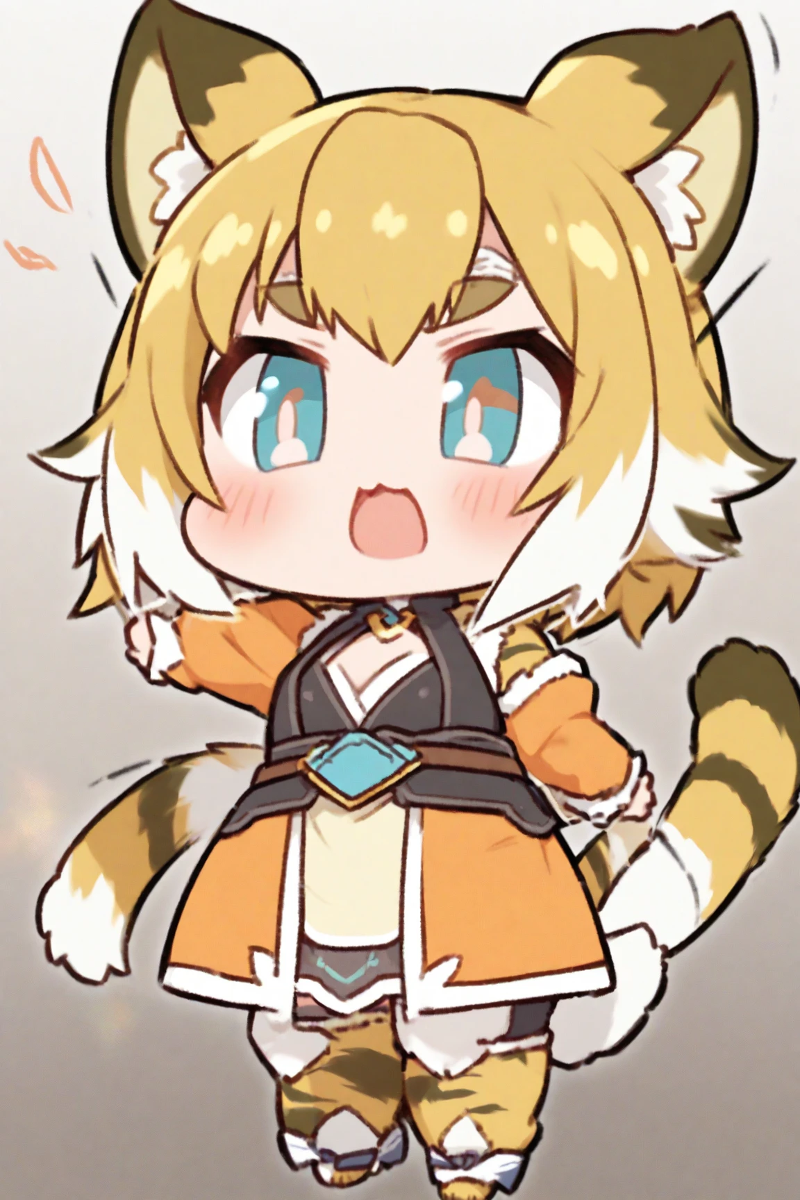 (masterpiece,best quality,very aesthetic),super-fine illustration,high saturation,BREAK,solo,1girl,(acrylic stand,chibi,1girl chibi Character of acrylic stand:1.4),30 years old,curvy,large breasts,tall,stout build,bewitching,(fox tail),blonde fox ears,short hair,blonde hair,beautiful face,(brown eyes),(half closed eyes:0.5),(messy hair),disheveled hair,hair intakes,(dark green kimono,pelvic curtain:1.2),(smirk:0.8),light smile,standing,drunk,comfortable,drinking,japanese sake bottle,tabi,(scar on cheek,scar on breasts:1.2),sideways glance