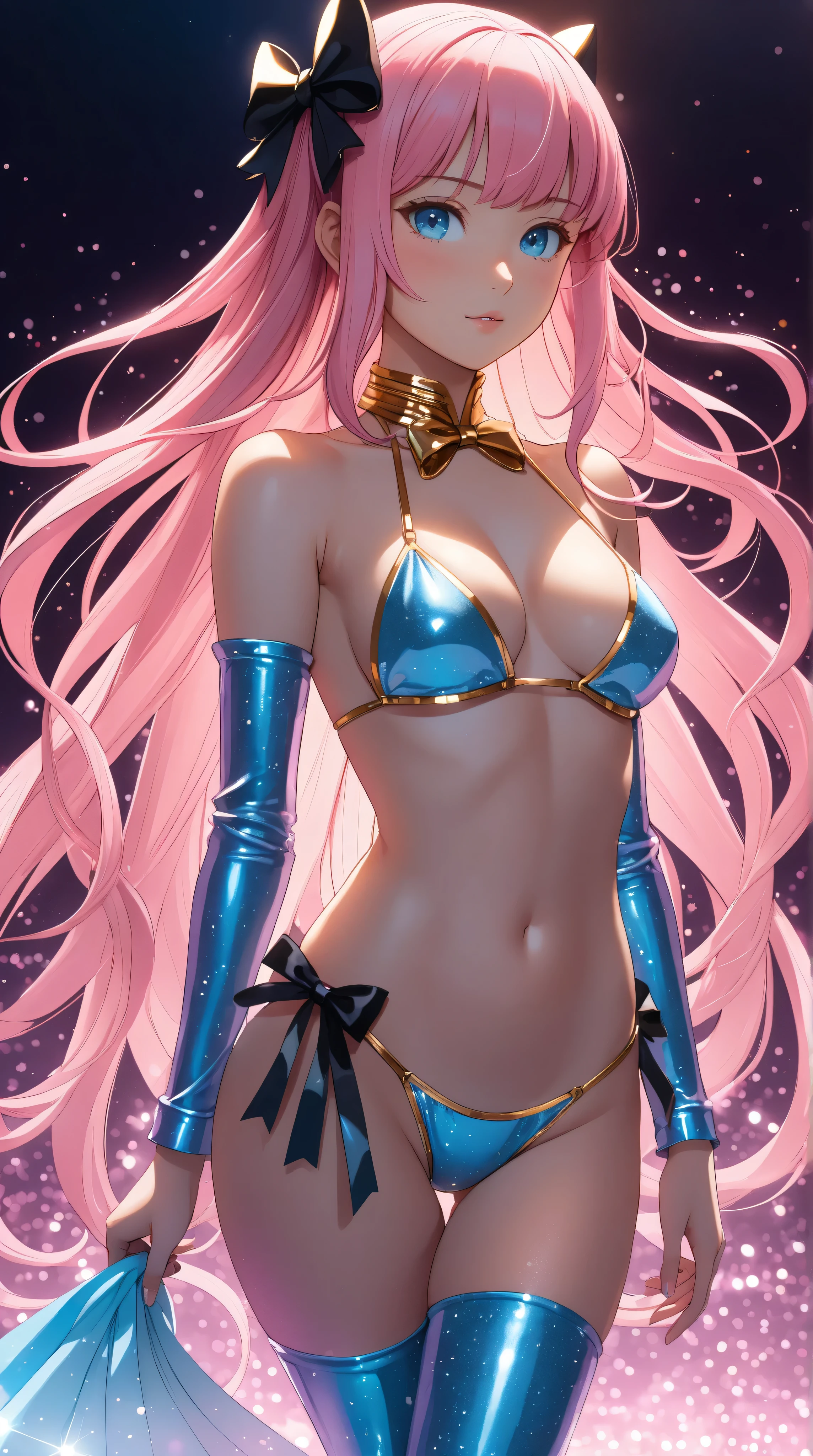 Full body photo of skinny fit elf dancer looking at viewer, intricate translucent latex exotic dance dress, pink lipstick, thigh gap,six-pack abs, perfect skin, perfect face, cameltoe, photo realisitic, natural skin, legs apart, in view, ahegao, sultry gaze, seductive look, NeonHypnoPMV