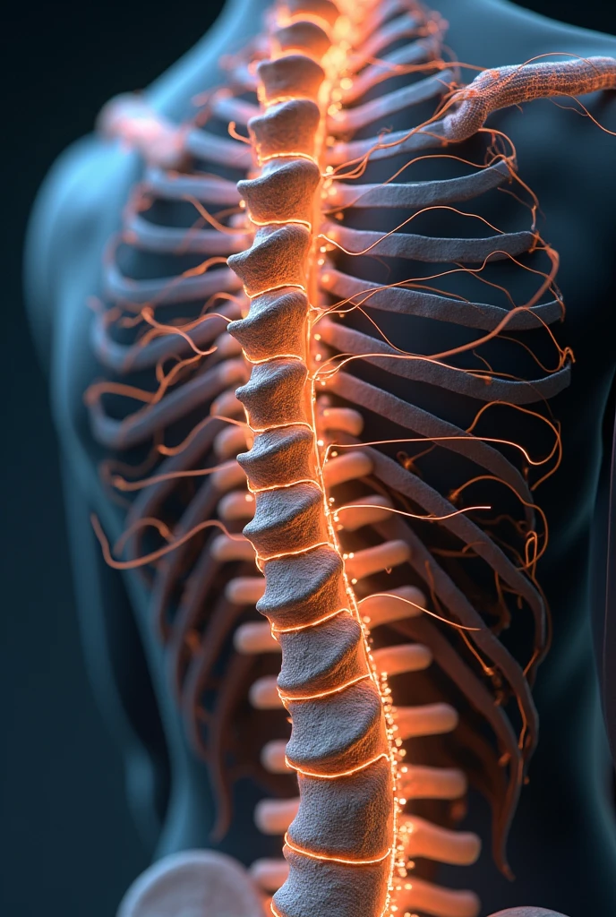 futuristic human spine that appears the internal organs