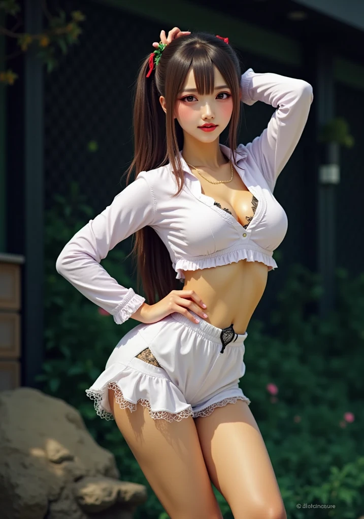 (from head to foot:1.8)、one girl、(A garden with lots of lavender blooming:1.3)、(:1.5、baby face:1.5)、(white camisole:1.8)、above knee length skirt、loafers、real high school girl、(lift up the skirt gracefully)、(Erotic panties can be seen through the skirt:1.5)、(white knee high socks)、(hair is blown away by the wind:1.5)、(embarrassing:1.3)、(blush 1.5)、looking at the camera、cleavage、(open the chest:0.3)、(shiny hair)、(detailed hands:1.5)、(beautiful hands)、(correct anatomy:1.4)、hyper hd、ray tracing、reflected light、structurally correct、Brighten the contrast of shadows、face lighting、cinematic lighting、masterpiece、super detail、highest quality、16k、high contrast、RAW photo、Photoreal、precise beauty、perfect proportions、delicate expression、