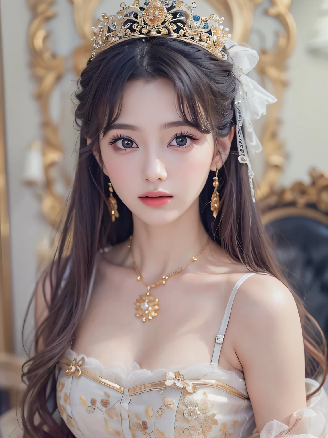 a close up of a woman with long hair wearing a dress, a photorealistic painting by Lü Ji, trending on cg society, computer art, beautiful asian woman, beautiful south korean woman, asian beautiful face