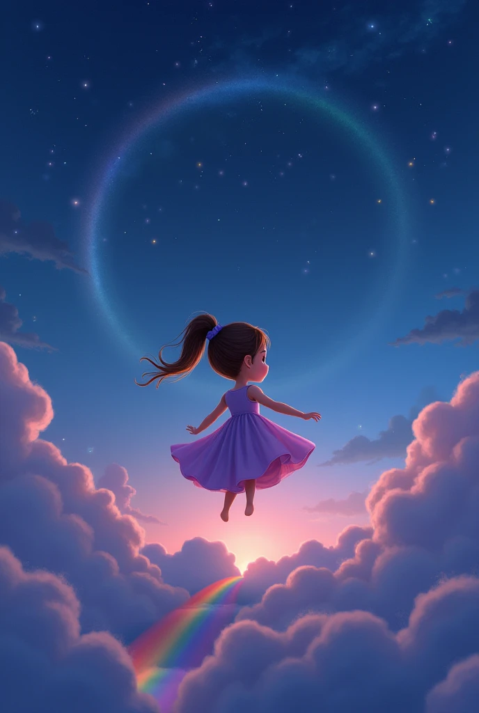 High Detail, Super Detail, Ultra-high resolution, Girl enjoying time in fantasy galaxy, Surrounded by stars, The warm light shines on her, Background is starry sky,There are colorful galaxies and galaxy clouds, Stars flew around her, Delicate face, Add a fun atmosphere , --v6