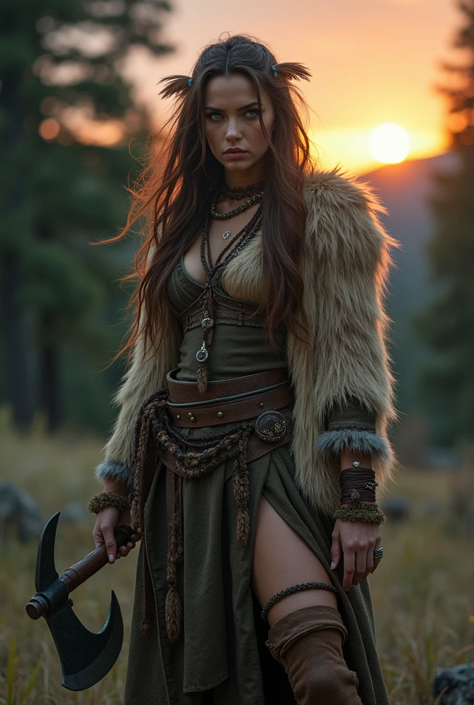 Masterpiece, High clarity eyes, perfect eyes, perfect face, perfect fingers, flawless, best quality, highly detailed, hunting pose, captivating beauty, Extremely Gorgeous woman with a hunting weapon, fluffy hair, in a leather, clothes and animal skins outfit, salma hayek as a barbarian, perfect eyes, hunting pose,small hairs in armpits visible, with bow and arrow, barbarian warrior woman, arya stark as venus, beautiful huntress, hunting goddess, lusty figure, warrior queen, Amazon tribal clothing, Amazon tribes dress,warrior woman, warrior princess, amazon warrior, a beautiful woman warrior, greek amazon warrior, beautiful female warrior, female archer, elven warrior princess, hunting woman, very beautiful female barbarian, beautiful hair, armpits crease