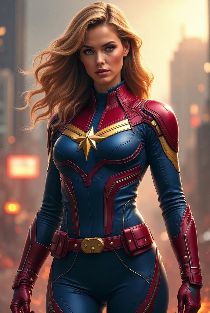 CAPTAIN WONDER is posing for a photo in a suit, Medium close-up ( Mcu ), CAPTAIN WONDER, no text, gal gadot as CAPTAIN WONDER, wonder style, from marvel studios, portrait, in wonder style, full body portrait de jean gris, portrait de jean gris, wonder style, closeup portrait, Profile picture, close up view, itzy's daughter