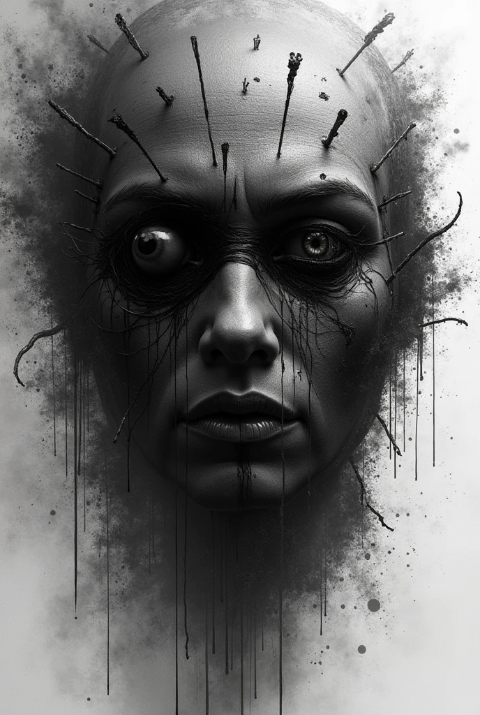 Design black and white, the dark side of the world, blind, poster for short film blind, blind eyes, blindfold, bleed, bleeding, stained and bleeding, the blind liberty of the few, black metal band logo, blinding sun, blink, black metal album cover, mark riddick, studio bind, draped with horrors and spines, detailed cover artwork