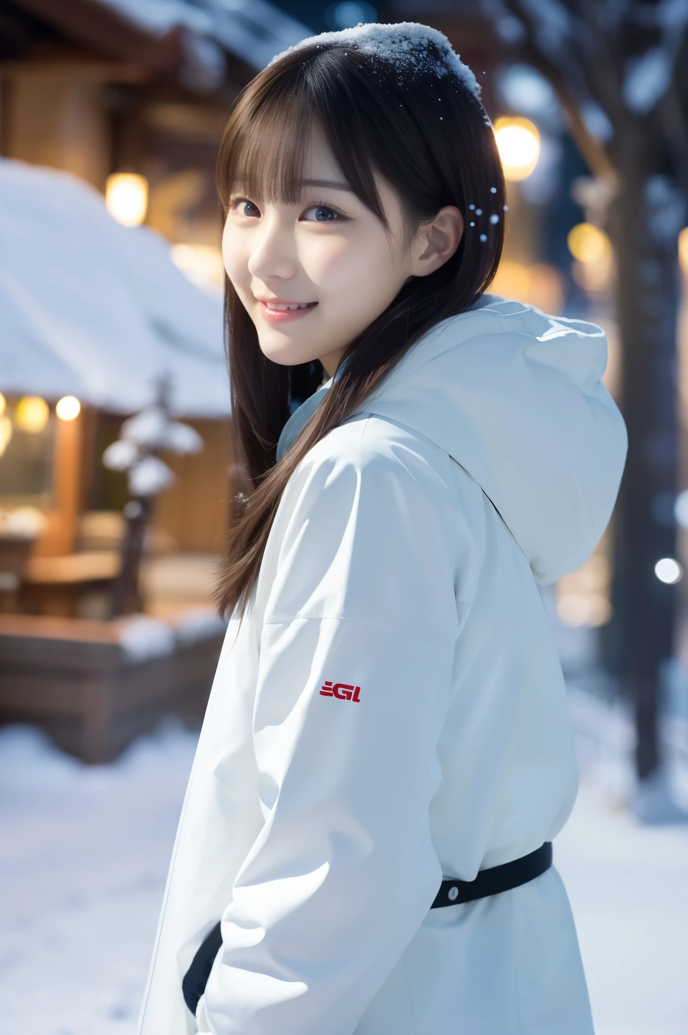 1 girl, (Wear ski wear:1.2), ( In the loop , Don't wear the best quality ), ( exist, photorealistic :1.4), masterpiece, (( Knee-length shots )), so delicate and beautiful, 非常に Detailsなアウトドア , 2k wallpaper, wonderful, Details, 高度に DetailsなCG Unity 8Kの壁紙 , 超 Details, high resolution, Soft light, A beautiful detailed girl in a tall blue trench coat , captures his extremely sophisticated eyes and face , 美しい Detailsな鼻, 美しい Detailsな目, cinematic lights capture his body , Light that colors the city on a snowy night , Snow Scenery , It's Snowing , There'Snow in my hair , perfect anatomy, slender body, I was nervous.,
straight semi-long hair , bangs, viewer, smile