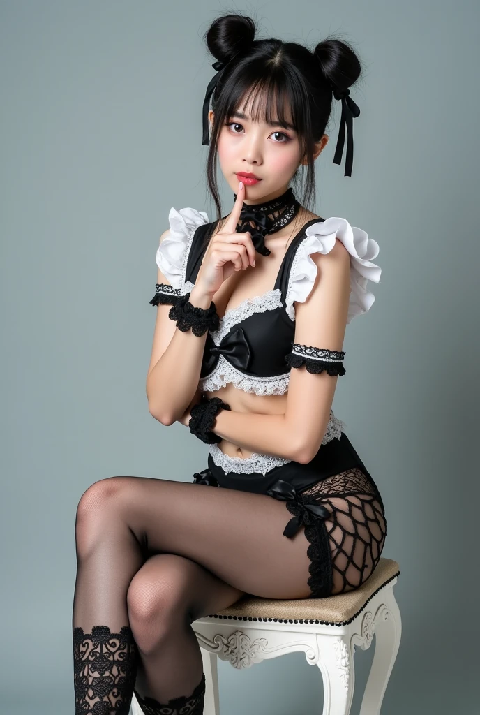 (Highest quality, Super detailed, High resolution, 8K images),、,(Very beautiful girl:1.3), Asian Girl, 1 Girl, Light on the face, 20-year-old, (((A very kind smile))), Gorgeous maid、Maid clothes、Maid clotheaid in uniform、Girl in Maid clothes、Black ruffled dress、((Blonde)) , (Showing panties:1.3) ,((Show me your)), ((Stick your butt out)),(Squat with legs apart), Fine and beautiful eyes,Perfect Proportions,(Overflowing big),(A full-body shot from behind), Very beautiful and cute girl,22 years old,(anime),Kamimei, Pitch black background,(Solid black background),alone,