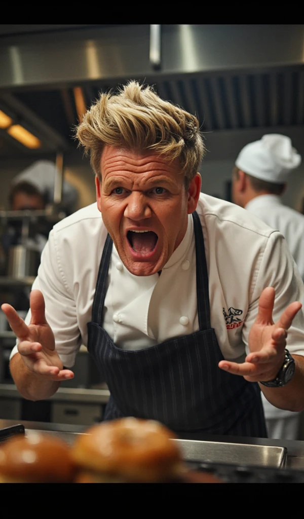 a painting that portrays a thick plume of smoke rising skyward, evoking the image of Gordon Ramsay in full culinary fury.