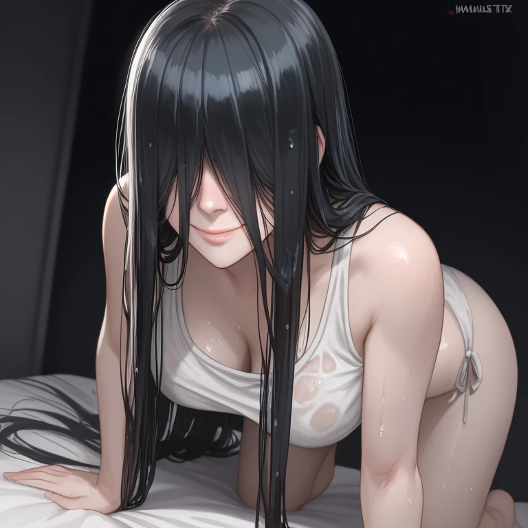 ultra detailed,((1girl)),(li),((nsfw)),((nude)),(very long hair),((black hair)),((tears)),(((excessive cum))),(((cum on hair))),((huge brests)),((legs over head))