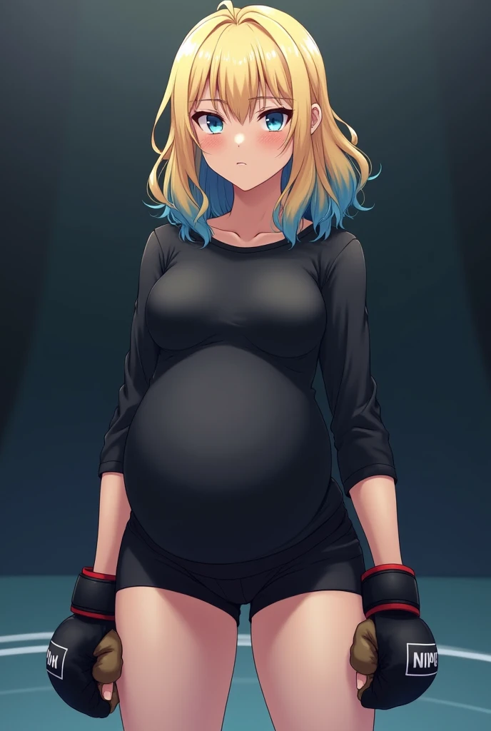 (masterpiece, best quality, highly detailed), 1girls, big belly, blurry background, huge belly, art by kipteitei, round belly, chubby, curvy, simple_background, gradient_background, belly grab, enormous belly, fat belly, thicc, bigger belly, really big belly, jiggly belly, shirt covering belly, belly cover by shirt, glasses, gym clothes, thighhighs, ((((sweating)))), (((((exhausted))))), ((full body)), long hair, Flandre scarlet