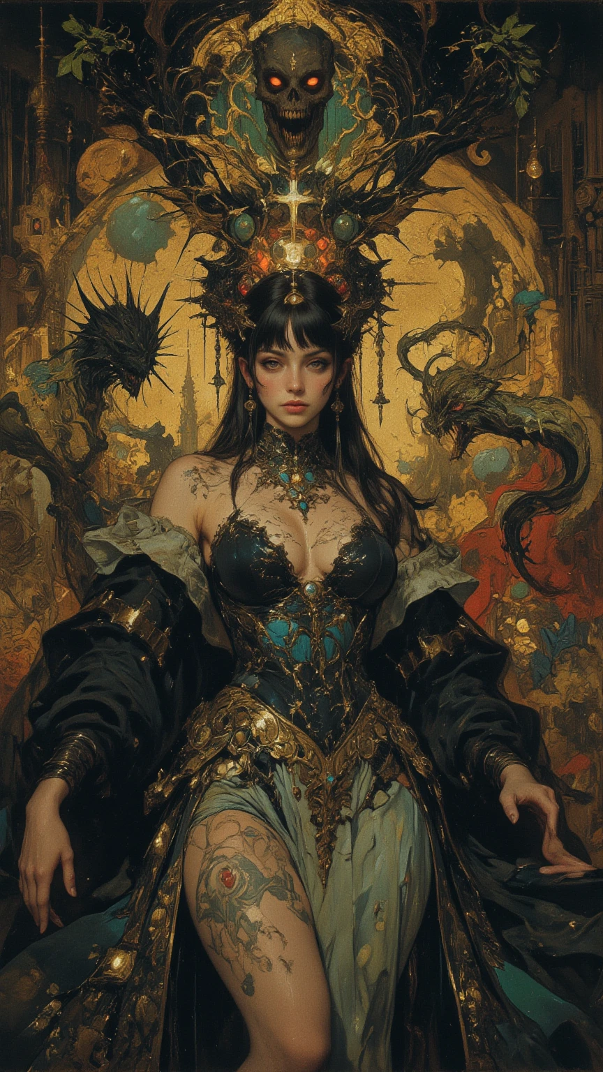 fortaleza armada, fortaleza de chatarra, fortaleza en ruinas, en medio del desierto, , ciudad mad max, postapocaliptica, fortaleza . (((,SEXY WOMANS, mujeres sensuales alrededor de un trono, reina en un trono, haren de mujeres,mujer con cara de loca sentada en un trono en una fortaleza,)))