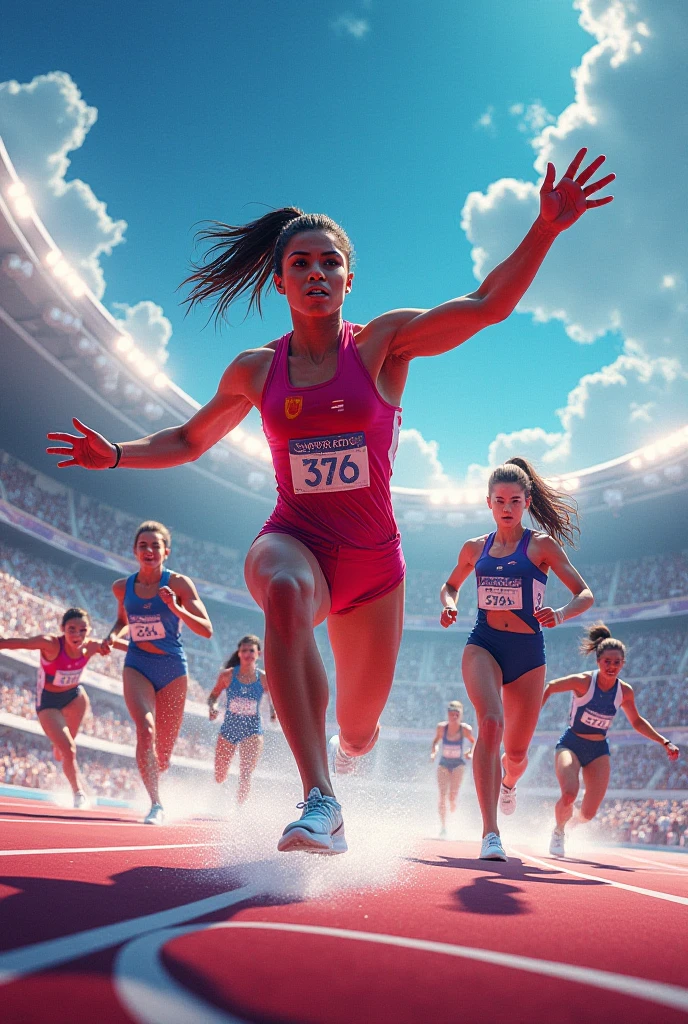 masterpiece, best quality, wall paper,beautiful mature college girl, in track outfit, outside on track field, ((slim, petite)), photorealistic, photo, masterpiece, realistic, realism, photorealism, high contrast, photorealistic digital art trending on Artstation 8k HD high definition detailed realistic, detailed, skin texture, hyper detailed, realistic skin texture, armature, best quality, ultra high res, (photorealistic:1.4),, high resolution, detailed, raw photo, sharp re, by lee jeffries nikon d850 film stock photograph 4 kodak portra 400 camera f1.6 lens rich colors hyper realistic lifelike texture dramatic lighting unrealengine trending on artstation cinestill 800, <lora:sl_jim_xl:0.8>