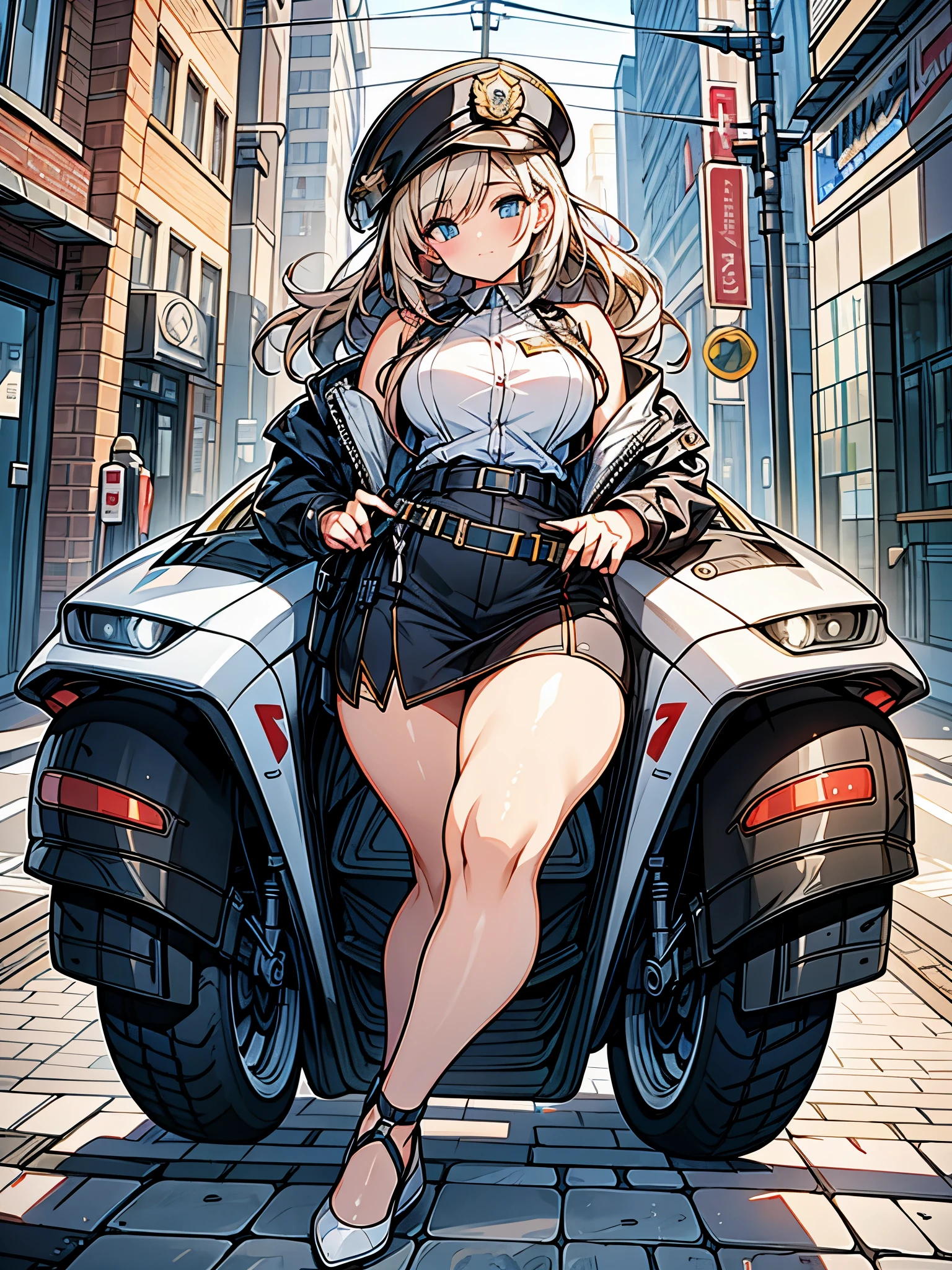 masterpiece, best quality, hyper detailed, exquisite, beautiful,(sexy police)
