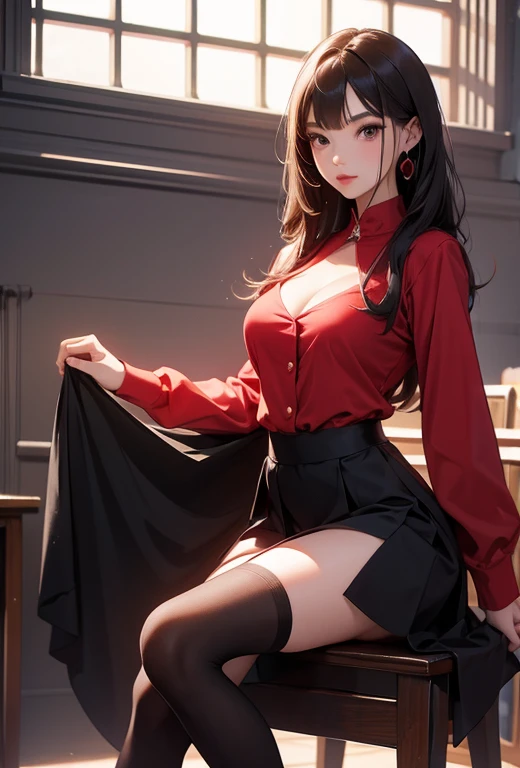masutepiece、Ultra-high definition animation quality、8K、department store、Window Shopping、Female, 48 years old、Female, 53 years old、２Person、beautiful mature women、beautiful countenance、seductiv、A sexy、Tight red clothes、Ultra mini skirt、Raw legs、Exposed、Sheer Bra、high-heels、Standing、Perfect limbs、half-opened mouth、