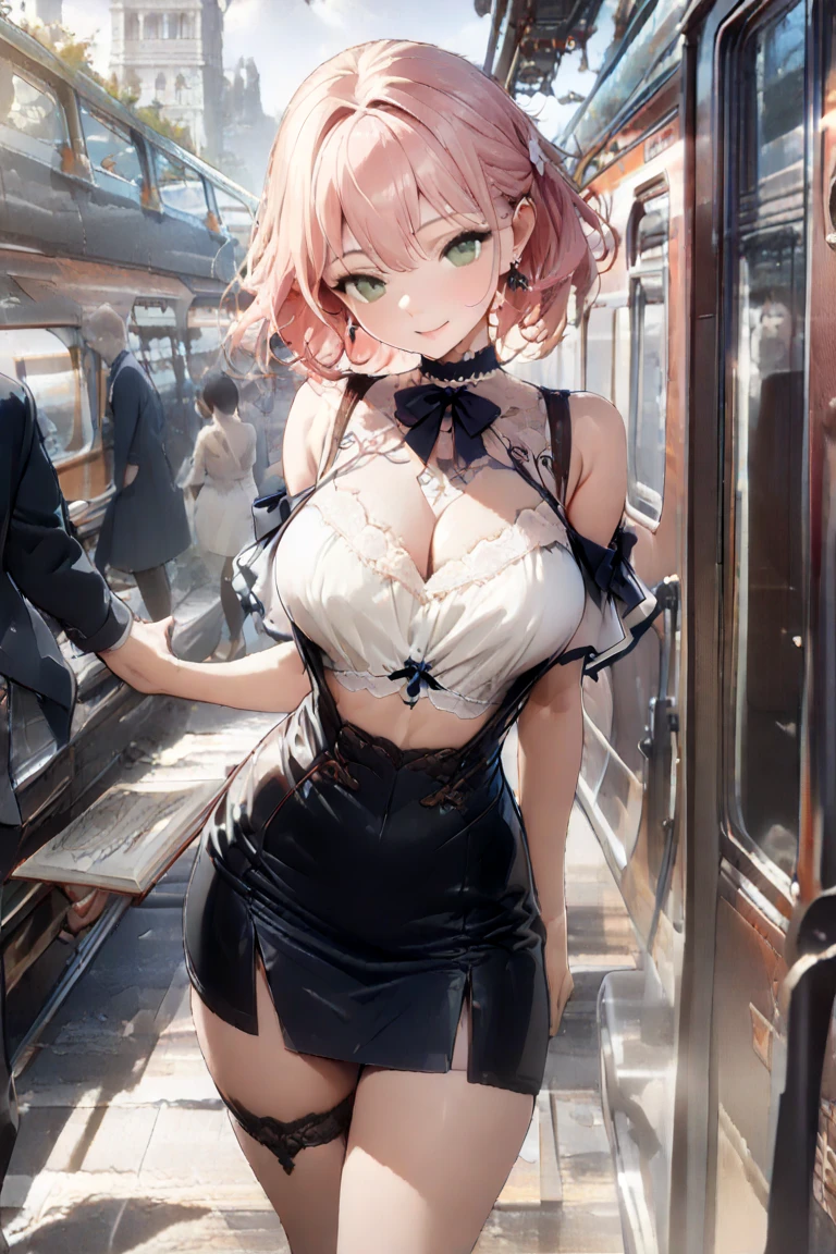 table top、High resolution、2 people、2 peopleの女の子、twins、2 peopleの可愛い女の子、big and full breasts、naughty body、underwear only、See-through、pink lingerie、throw、sit on the seat、Look up at me、confused face、blush、black pantyhose、female shape&#39;Private parts are clearly visible、I can see the nipples、navy check skirt、micro mini skirt、very short skirt、trainの中、train、molestation、being touched by a man、Many people々、in the crowd、Man sitting next to me、The guy also touches my thighs、open your legs、No panties、put the chest on the tray、nipples are transparent