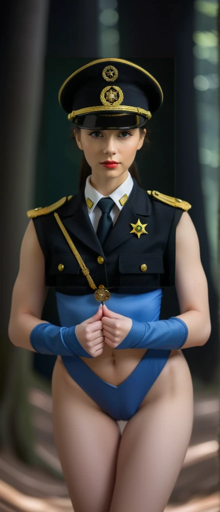 (masterpiece,Highest quality:1.3,best quality illustration),realistic,cowboy shot,1woman,30 year old Japanese beauty,Naval officer、((very small head:1.3)),short bob hair,brown hair,bangs,brown eyes,gorgeous eyes,shy,Heavy breathing、small breasts,((very long body:1.4)),((toned body,slender body,skinny,tan skin)),(Naval officer制服、Dark blue blazer jacket、Blue tie、Navy blue tight mini skirt、garter belt,thighhighs),gleaming skin,shiny skin,sweat:1.2,standing,Study,indirect lighting、