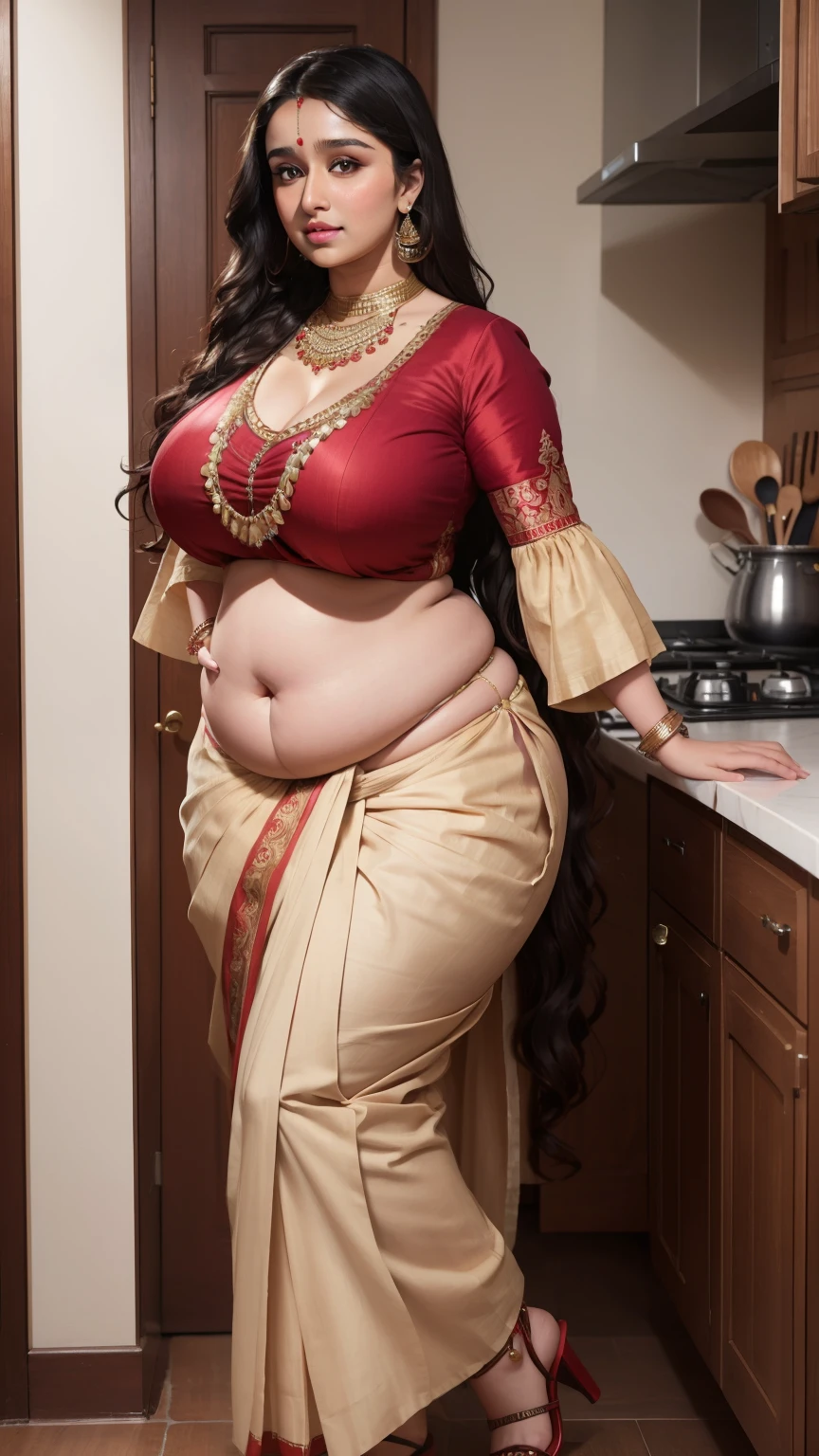 perfect face chubby child in saree wlop perfect full HDR body exposed midriff highleg loli flat chest curvy indian armpits bellydancer 8k chubby high res knees ankles , royal skimpy underwear, cleavage (shiny skin:1.2) depth of field (full body shot) (high heels) (bathroom)