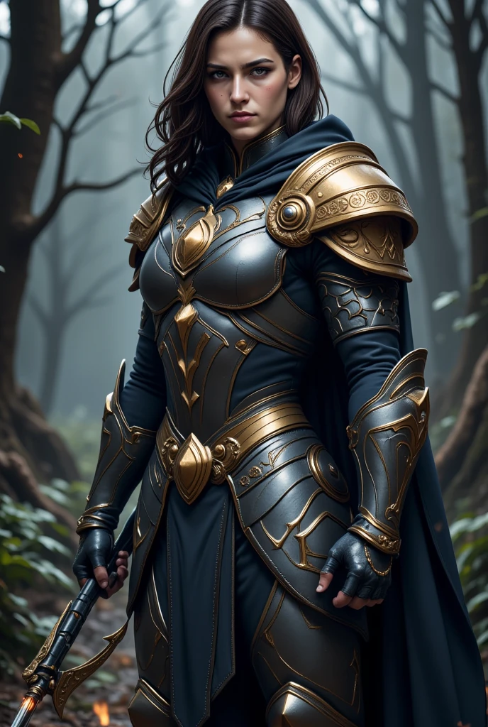 ((masterpiece:1.5, highest quality:1.5, 8k, embossed painting, extreme realistic, dark fantasy)). ((His eyes focus on looking at the viewer)). ((process mode: Seat 2.1)). Close-up of a woman wearing elaborately intricate armor and holding a sword., Fantasy Paladin Woman, armor girl, proportional chest, real cleavage, Female Knights, fantasy art behance, bikini armor Female Knights, fantasy warrior, fantasy card game art, Epic exquisite character art, Tyler Edlin Fantasy Art, Epic fantasy style art, Epic Fantasy Character Art