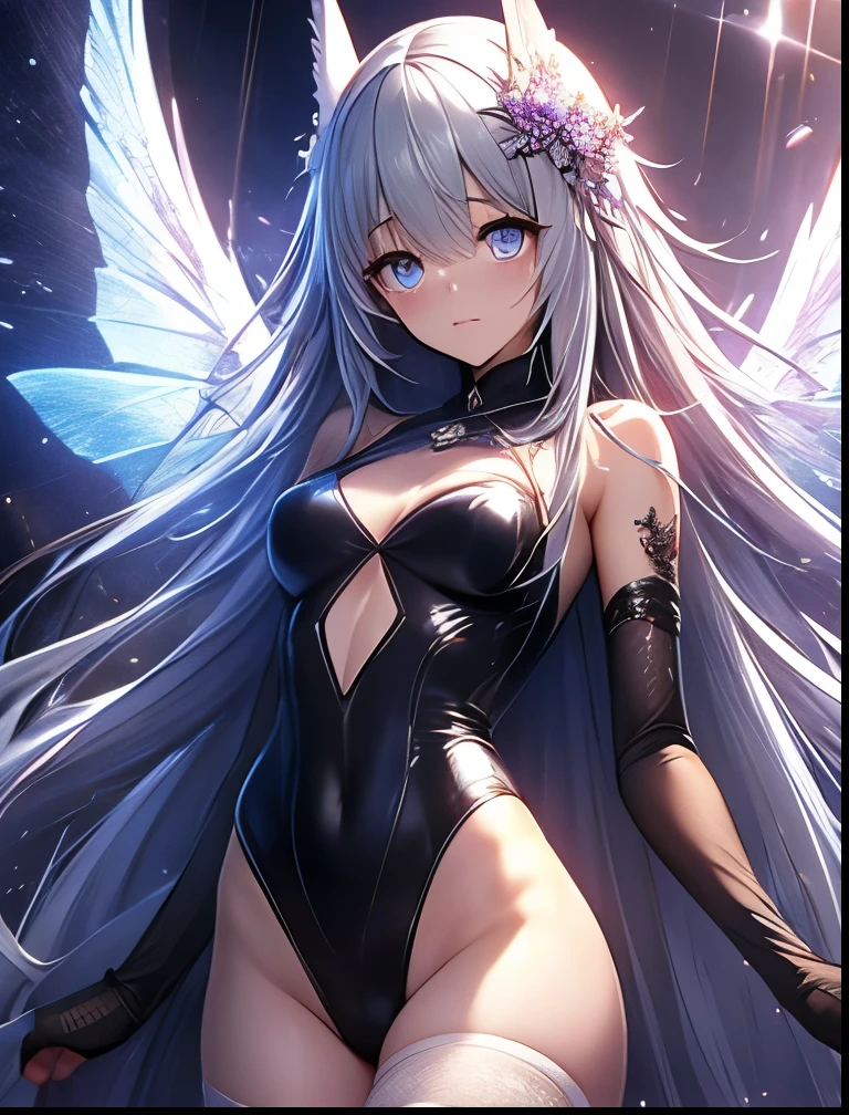 (tmasterpiece:1.1),(Best quality at best:1.1),(HighDynamicRange:1),ambient lights,hyper qualit,( Super detailed original image),(1个Giant Breast Girl, full bodyesbian),((harajuku fashion)),((flower with human eyes, flower eyes)),double contact,流体抽象Artistically的融合,Glitching,(Original illustration composition),(Limited color blending, 极简Artistically风格, 几何Artistically风格, butterflys, Artistically),black undersuit