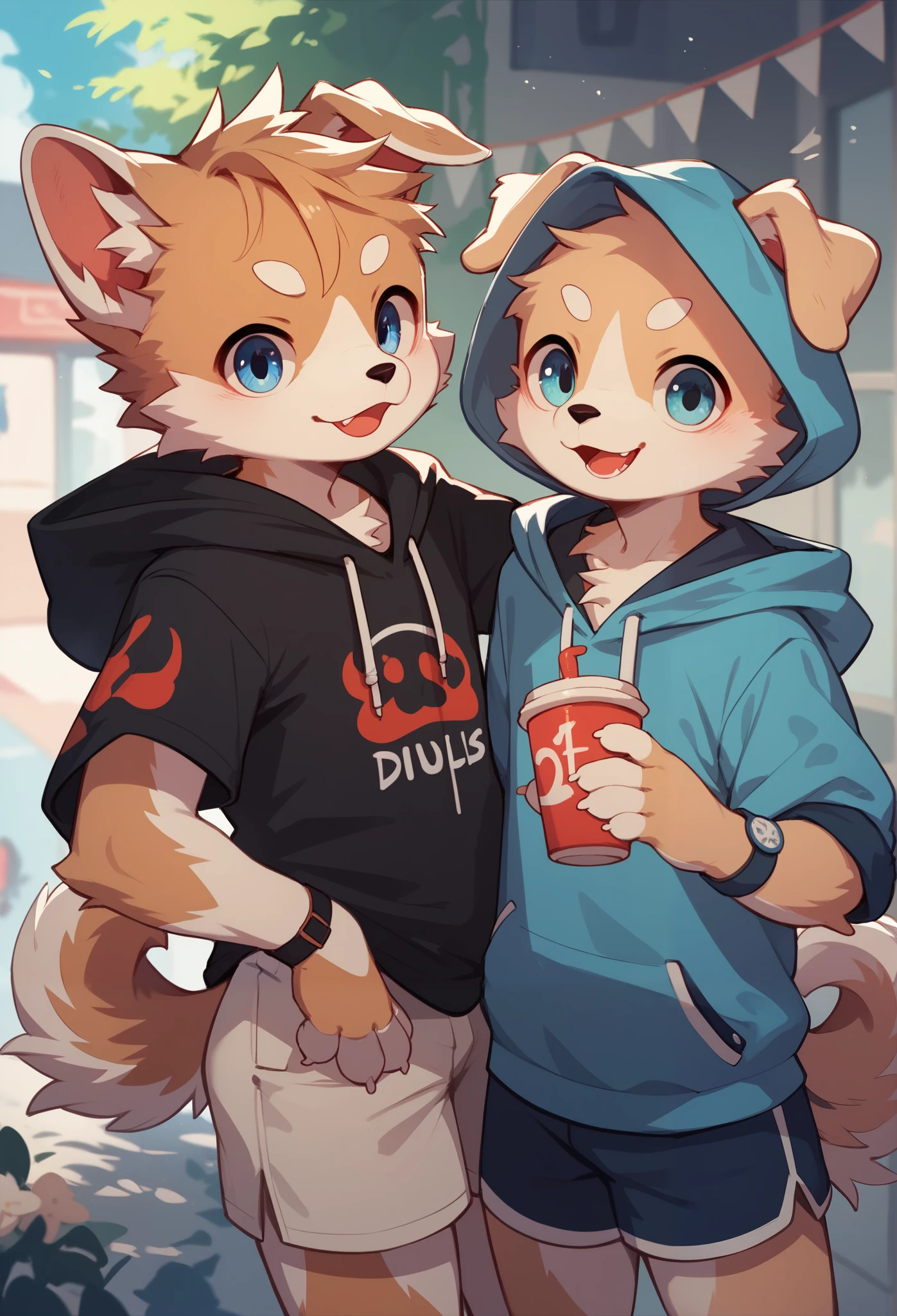 Heterosexual,Dog Boy,furry boy, ddlers,Droopy ears,Hooded Sweatshirt , shorts,