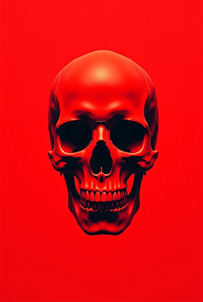 A skull in the center with a red outline