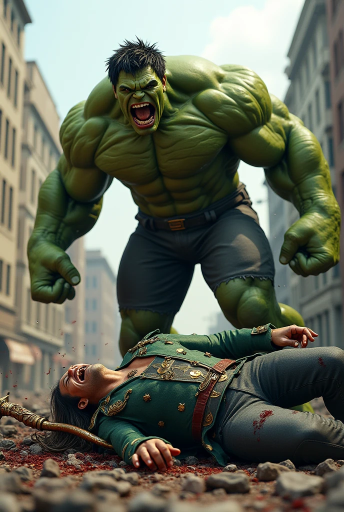 Marvels Hulk holding up a dead Aquaman after defeating him