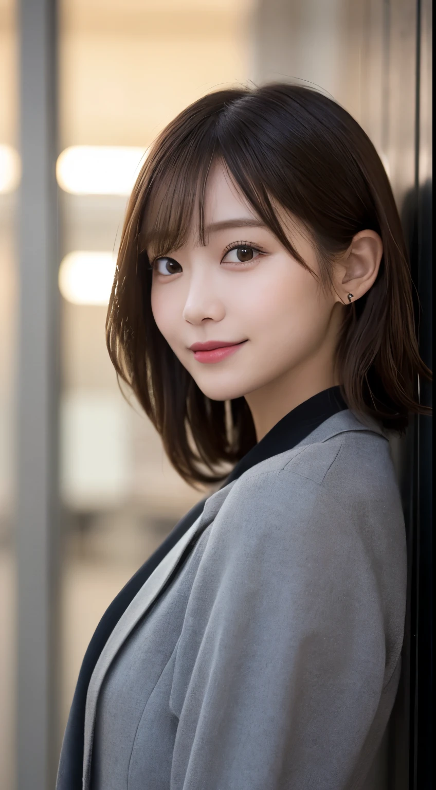 Tabletop, highest quality, figure, Very detailed, In detail, High resolution, 8k wallpaper, Perfect dynamic composition, Beautiful fine details,  Natural Lip,blazer ,, Cleavage, whole body