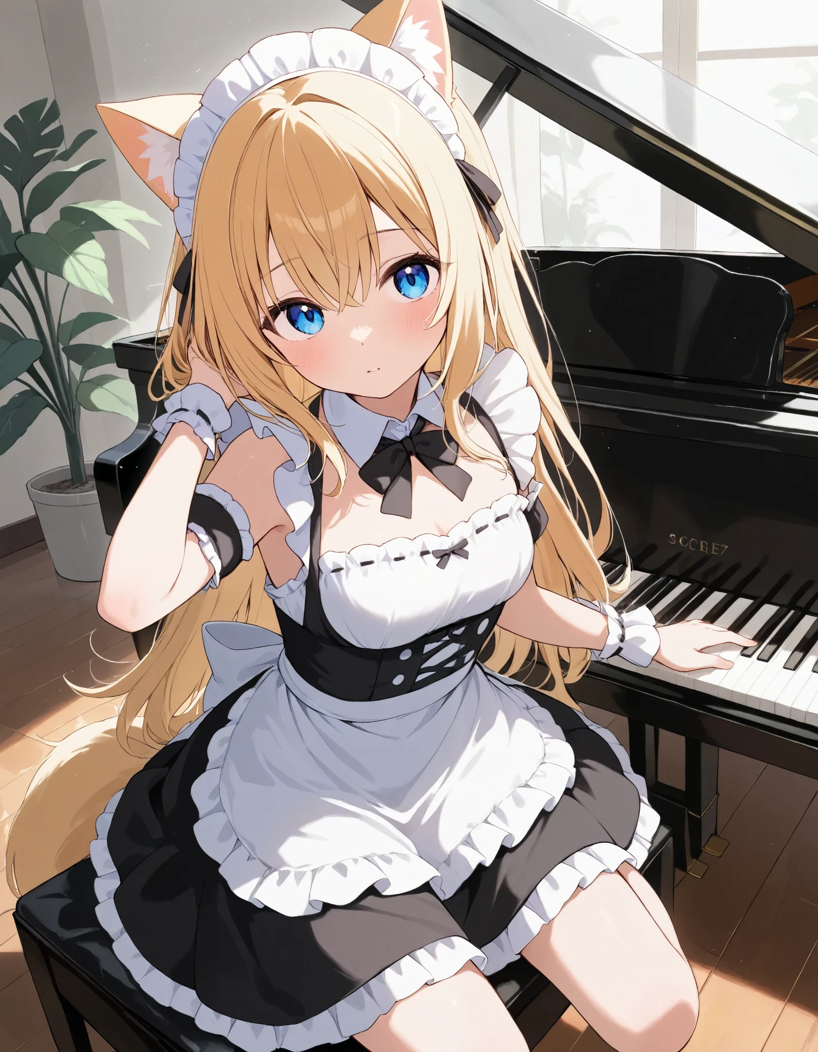Maid playing piano