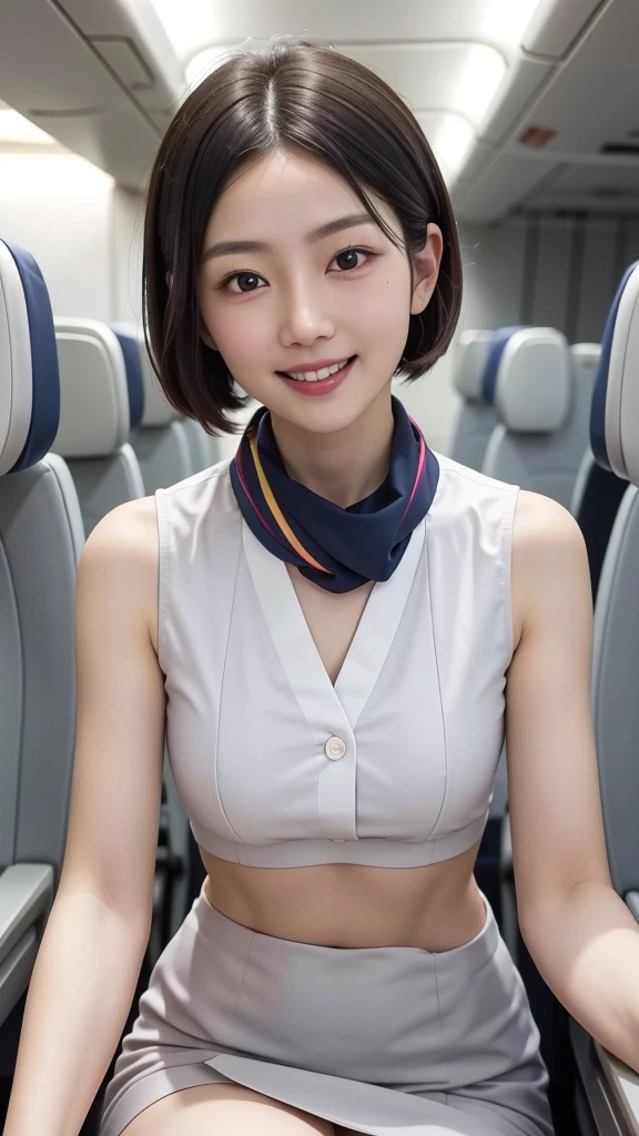 highest quality、8K、no makeup、masterpiece、ultra high resolution、clear pictures、Photoreal、realistic、professional lighting、Natural light、A cute boy、round face、smile、small breasts、small breasts、super slender、thin waist、delicate body、highly detailed skin、beautiful hair、thin legs、round eyes、short bob hair、brown hair、smile、ride a crowded train:1.6、many passengers behind、She wears white lace panties、(she is wearing a white tank top:1.8、wet tight tank top:1.6、transparent tank top:1.6、Transparent tank top、tank top rides up)、raise your arms、Please show me your armpits、Please don&#39;t show your nipples:1.8、I have thick armpit hair:1.8、very long armpit hair 1.8、photo from head to knees:1.8