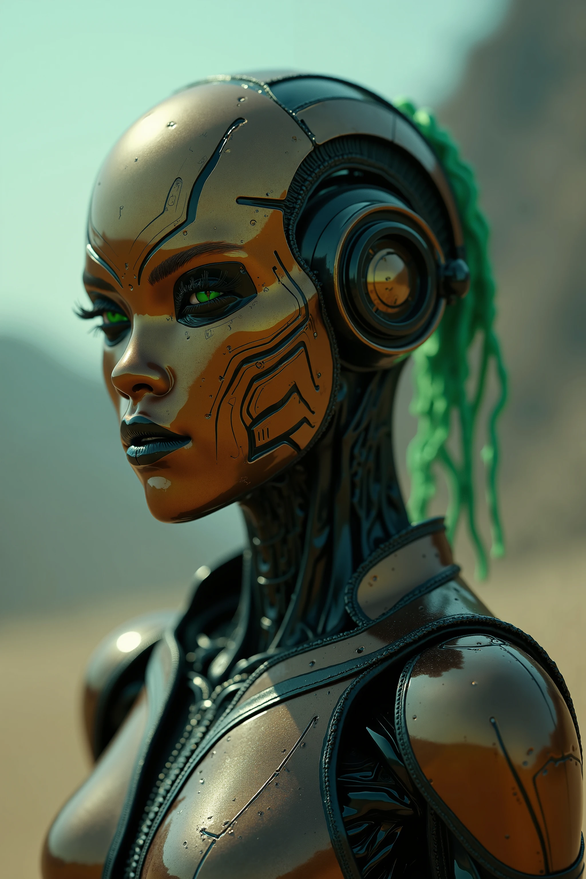in the style of Style-Afro award winning robot girl automaton hybrid human and machine, wire dreadlock hair, regal, temple guardian ,
backlighting, bloom, light sparkles, chromatic aberration, sharp focus, in the style of Style-afro-Steampunk
