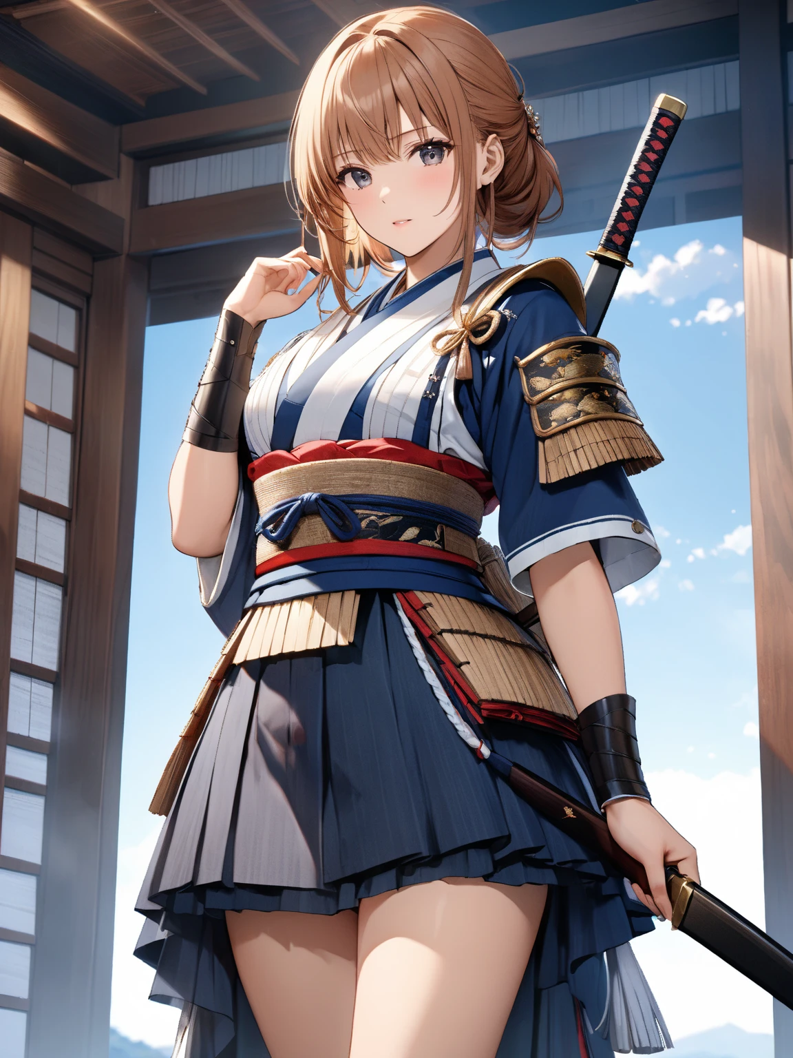 Edo period, samurai, ( Misaka Mikoto), whole body, masterpiece:1.5, masterpiece, highest quality, UHD, retina, masterpiece, accurate , super detailed, high quality, best quality, 8k