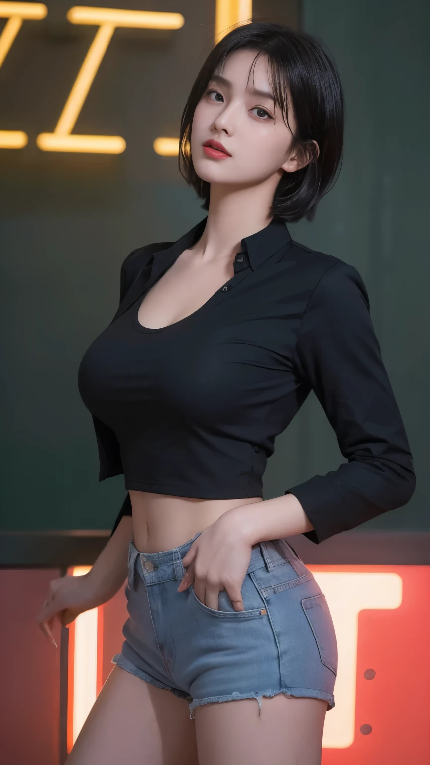 237 20-year-old female, short hair, (Jeans andＴ-shirt), A kind smile, lipstick, Abdominal muscles, (Battlefield Warriors)
