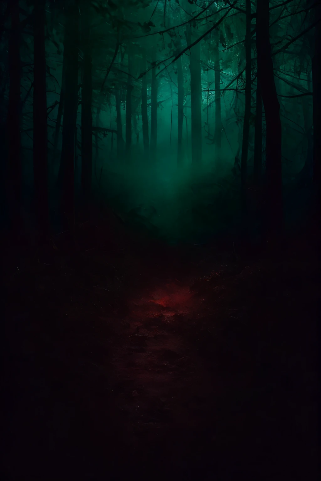 a woman saw a ghost upside down in front of her eyes until she screamed, and the ghost was bleeding profusely, with the setting being in the middle of a dark and scary forest