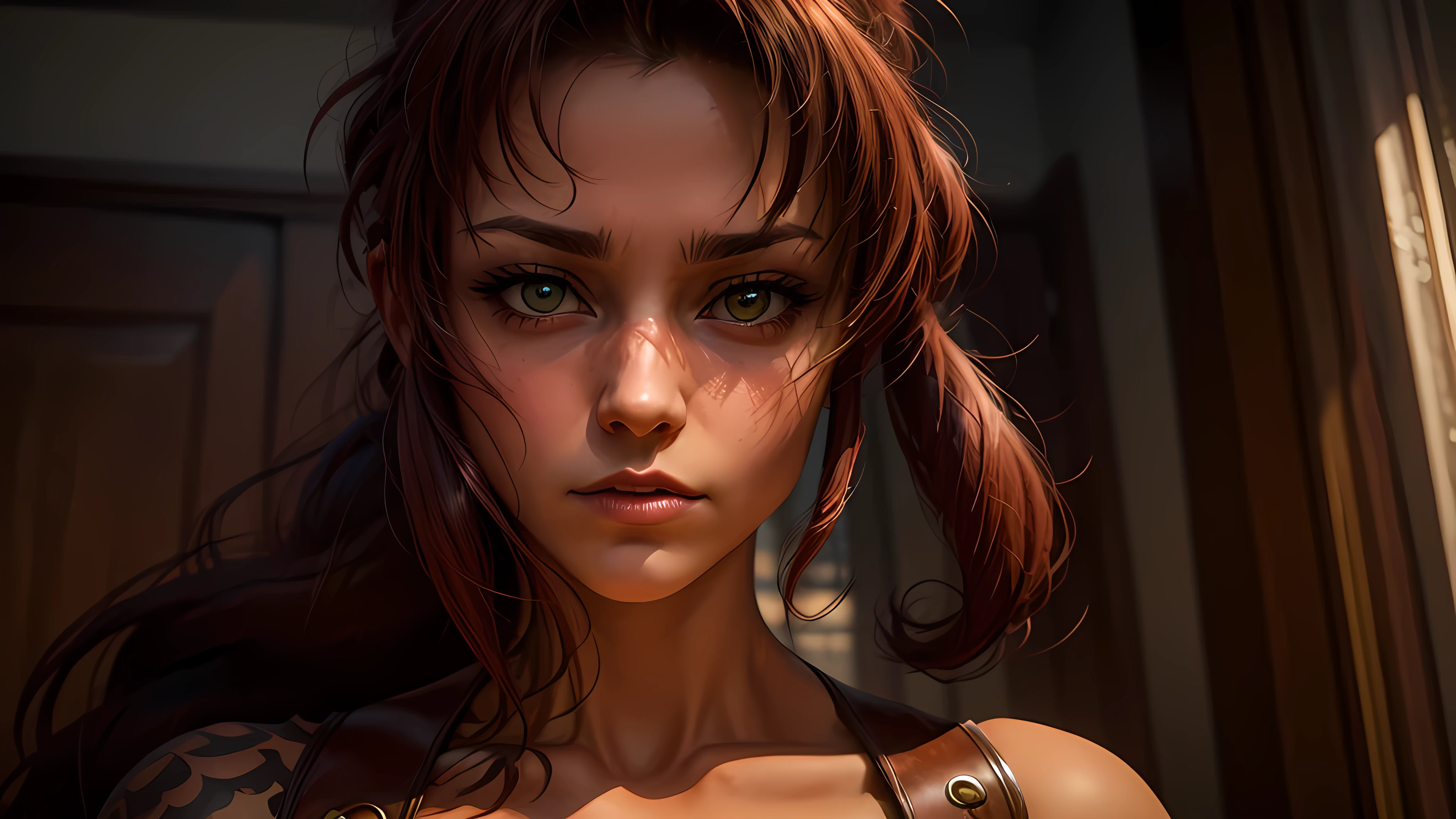A striking image of a busty Revy, lighting is bright and natural, highlighting the bold colors and details of her costume, as well as her confident and alluring expression. Art Styles: Cosplay Photography Realism Artists Referenced: Revy black lagoon Categories: Cosplay anime characters Elegant detailed luxury, neon lights, The artwork is rendered in an edgy and realistic style, with high attention to detail and sharp focus. The colors are vivid and contrasted, with a slight desaturation to create a moody atmosphere. shadowy highlights enhancing the overall composition. The medium used is a digital illustration, with a touch of photo-realistic elements to add depth and texture to the image. The final result is a masterpiece in ultra-high resolution,