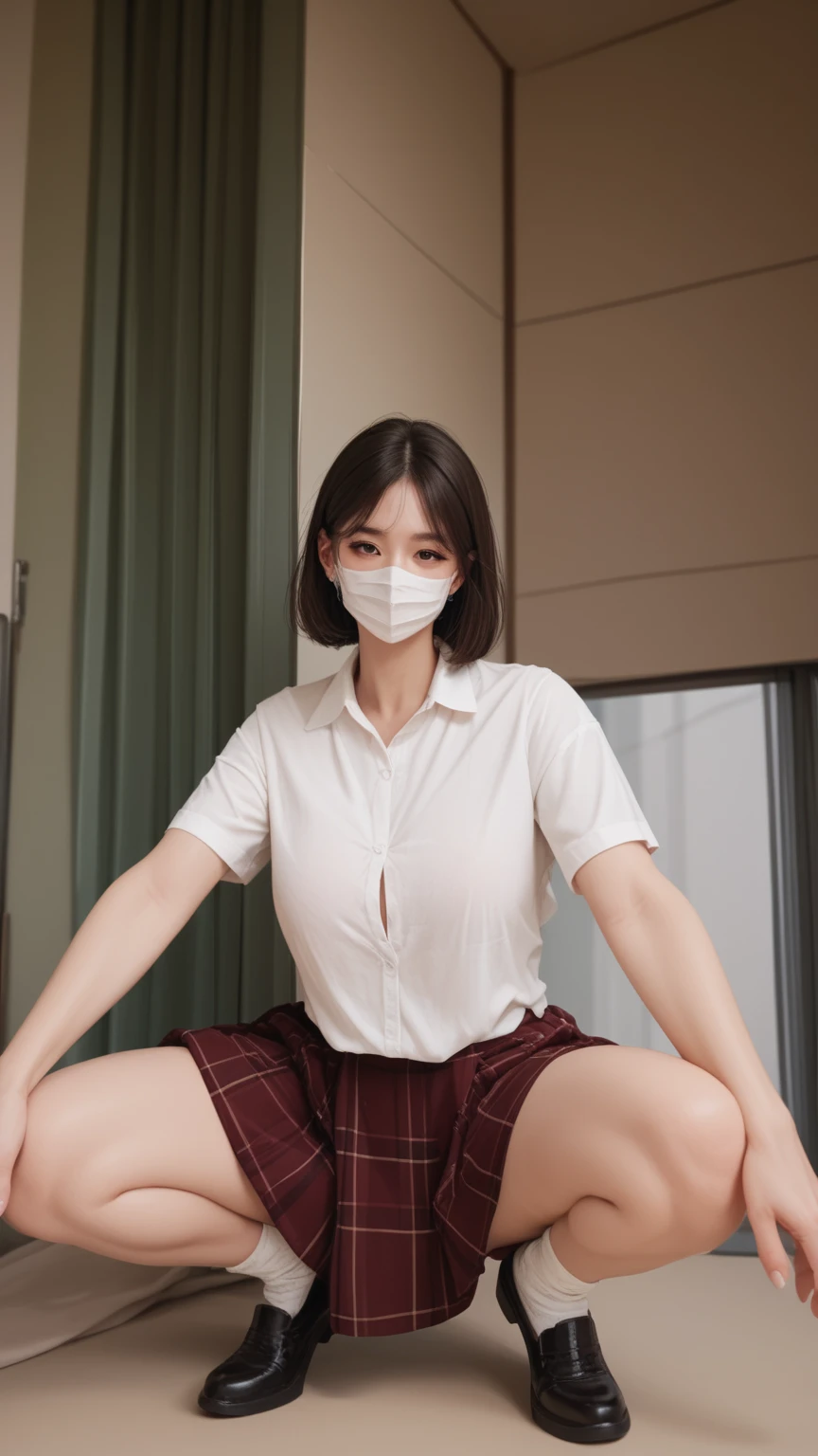 hyper-realistic), (illustration), (high resolution), (32K), (extremely detailed), (best illustration), (beautiful detailed eyes), (best quality), (super detailed), (masterpiece), ( wallpaper), (detailed and delicate face), solo, pee yourself, pee on legs, surrounded by other people, highly detailed face and skin texture, detailed eyes, double eyelids, twisted braid with ball head with hairpins, large-framed glasses, wearing fleshy fairy sweet pure lust lace print embroidery to see through, Wearing cat ears, kneeling on both knees, nervously bowing her head, shy, embarrassed and shocked, standing with her legs open, on the floor of the dry men's toilet, a small puddle of her own urine is forming around her feet, peeing very desperately, peeing, wetting yourself, urination, tears, fear, despair, panic, high detail, ballet dancing with a belly in October, feet in ballet shoes, (dynamic pose), 1 girl, white wavy hair on the toilet bowl, Korean, heterochromia, small moles under the eyes, (( Apron)), big breasts, long legs, tight abs, wearing large round frame glasses, (camel toe), (black and white stockings), (no panties), (no bra)