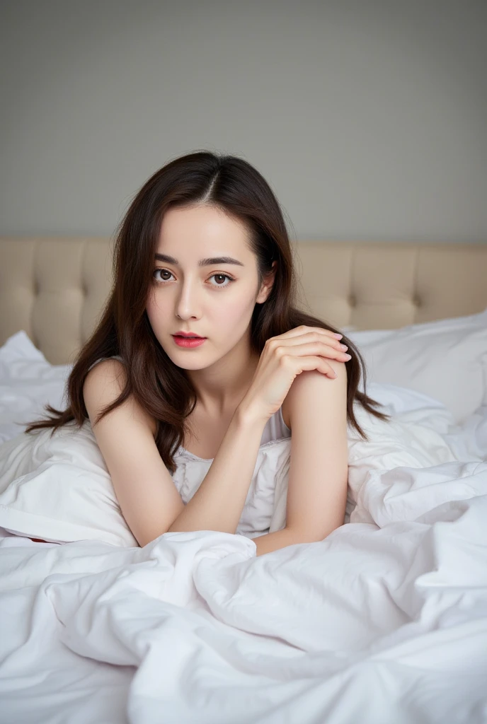 Big breasted Japanese woman lying on the bed with a face, 顔写真Profile photo, Around 19 years old, Half body head shot, 1 / Headshot 2, Filmed in the early 2020s, High-quality portraits, 1 / 4. Headshot, プロフェッショナルProfile photo, Profile photo, Headshot Photography, Beautiful afternoon lighting, Attractive photos, Brandon, Beautiful Face