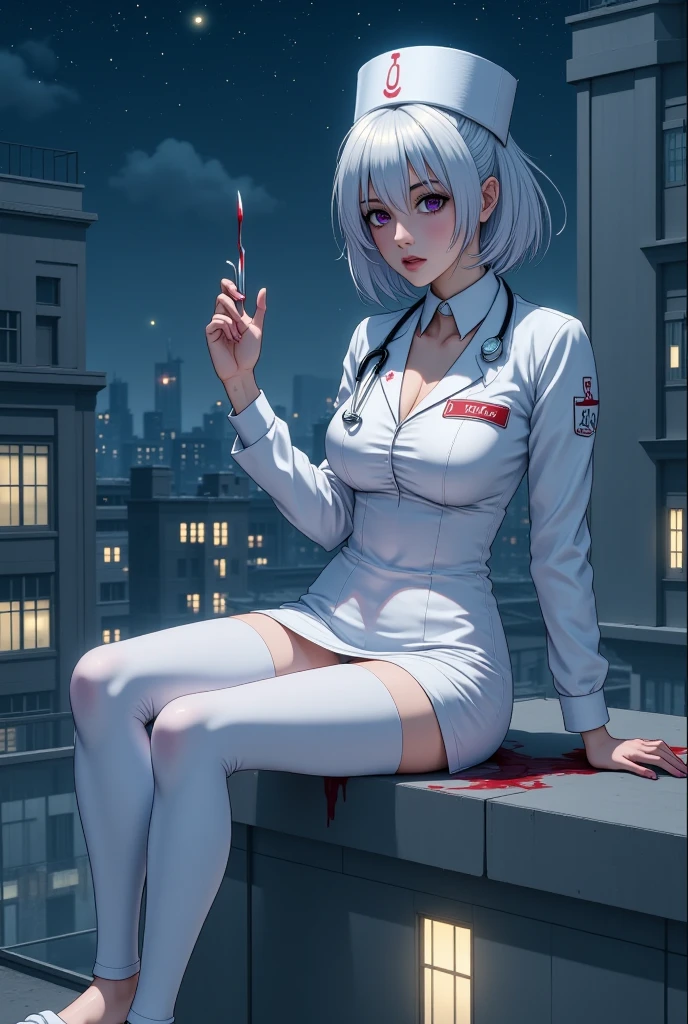(Detailed illustrations,Very detailed and detailed drawing,Delicate lines with slow and rapid,Realistic texture expression),[Color tressed main line],Inorganic concrete room[Night Hospital],(Japan adult female[28 year old](Zombie Nurse))Hair put together [SKINNY((Small breasts))][pale skin](sickly look),[[bandaged]Bondage Fashion],[Return blood],(Fine and beautiful skin expression [Transparency]),[Meticulously drawn hair],(完璧な手のdetaileds [Beautiful fingers without breakdowns [Beautiful nails]]),(Perfect Anatomy(Perfectly proportioned))[[Full body like]],[Ideal color coordination(Accurate simulation of light-material interactions)],([Precision Detail](detaileds,high-detail)),[[Pale and gentle colors]][Visual art that conveys a sense of narrative] [[Eros in the Natural Body]].