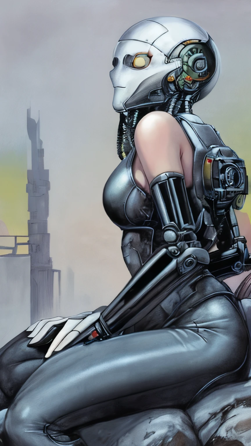 戴著未來style的頭盔 、 Female Robot Portrait in Data Center {x} Close-up of Woman with Red Lips , Cyberpunk Jackie Wells , [[cgsociety 9, style = retrofuturism , Beautiful robot woman , Female Bionic , retro futuristic fashion , Movie scene 《 Replicator 》, Female Robot in Data Center , Moebius Aesthetics , Alien Robot Movie Drama , Depicting Sci-Fi Scenes , Attract Your Audience , sitting, Random Sexy Pose , female panther sexy posture , Curved fit