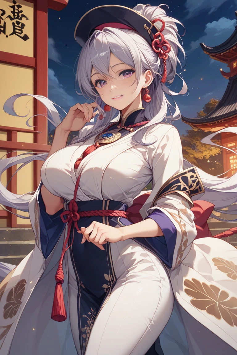 Super detailed,very detailed,best quality,masterpiece,Enlightenment,actual, web rod,Chinese underwear, [[[特写cleavage]]]]Huge long saggy breasts, looking at the audience，cleavage, 1个Giant Breast Girl, alone, long white hair, Half-hammered shark, clavicle, diaphragm, hanfu, shirt, , Chinese clothes, skirt, long sleeve,wide sleeves, skirt,camisole, jewelry,hair accessories, Off the shoulders, shoulder, raise arms, eternal, looking at the audience, Floral fragrance, lantern,indoors, fail, blurred background, photo background,