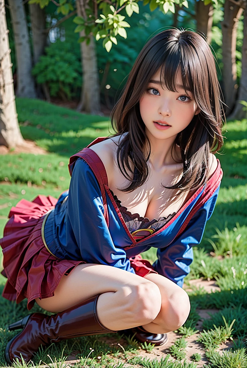 Megumin, kono subarashii sekai ni shukufuku wo!,(8k、RAW Photos、Highest quality、masterpiece:1.2)、(Realistic、Realistic)、1 girl、Megumin、Small breasts、classroom、I sat on a chair、Front view、(Open your legs to the sides:1.6)、Lots of eyelashes、Add shine to your eyelids、skeletally correct、Showing panties、Spread your legs out to the side、Panty shot、sexy、(Panties close up:1.0)、Skirt Lift、Roll up your skirt、Nipples are visible、Showing nipples