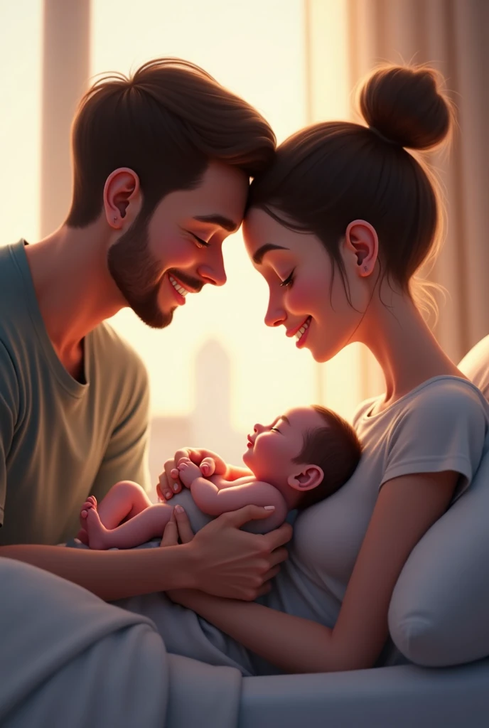A family of three, a teen mom and dad with a baby girl