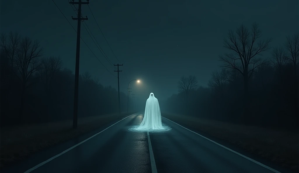 Road sign, ghost warning, front view
