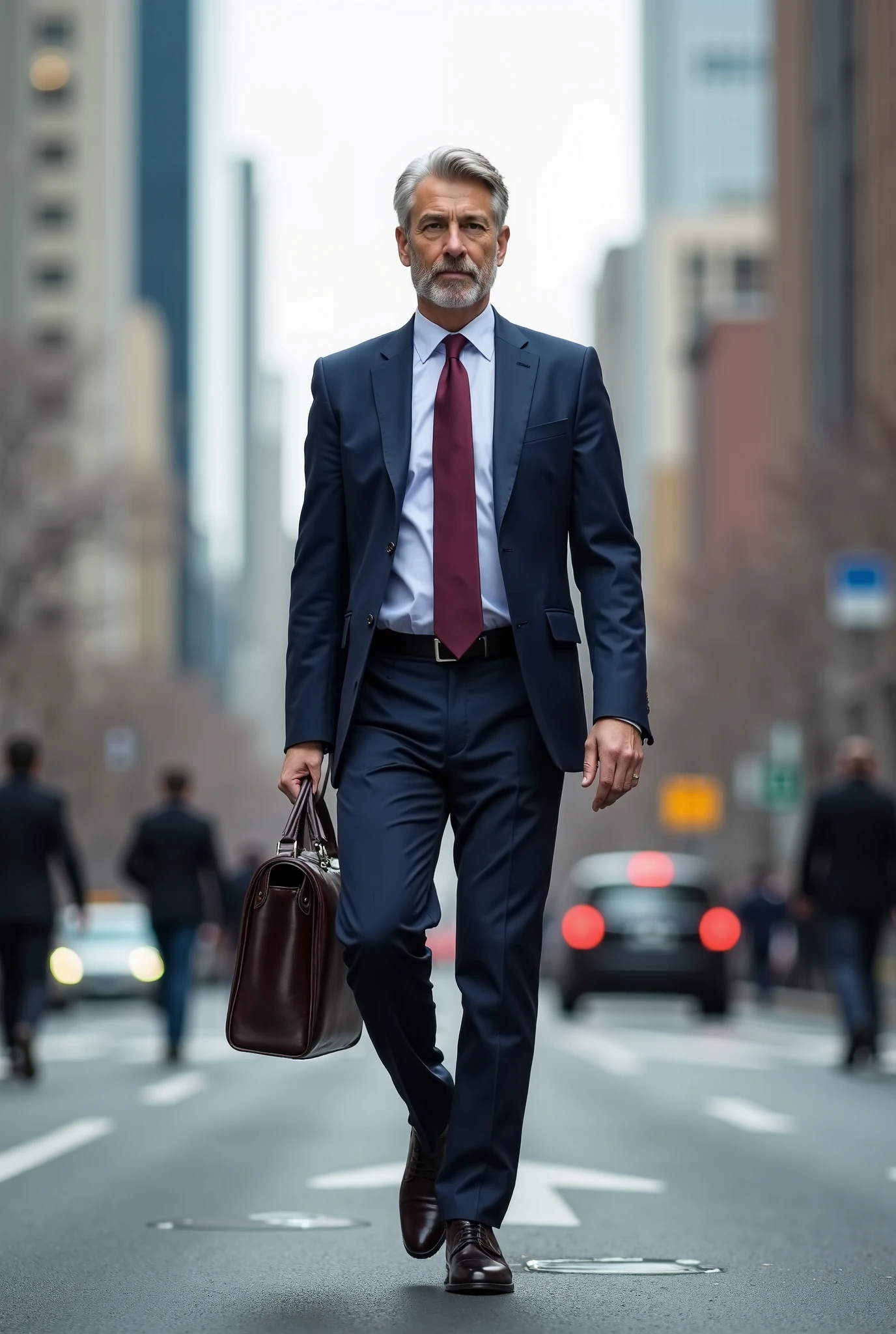 Arafed man in a suit and tie walking down a street - SeaArt AI