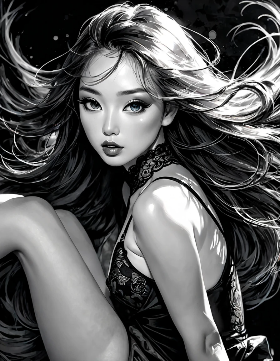 ultra detailed of a beautiful profile woman, bikini, 150 mm, beautiful studio soft light, vibrant details, lace, hyperrealistic, elegant, beautiful background, octane render, H. R. Giger style, 8k, best quality, masterpiece, illustration, an extremely delicate and beautiful, extremely detailed, wallpaper, (realistic, photo-realistic:1.37),Amazing, finely detail, masterpiece,best quality,official art, extremely detailed CG unity 8k wallpaper, absurdres, incredibly absurdres, full body, sitting