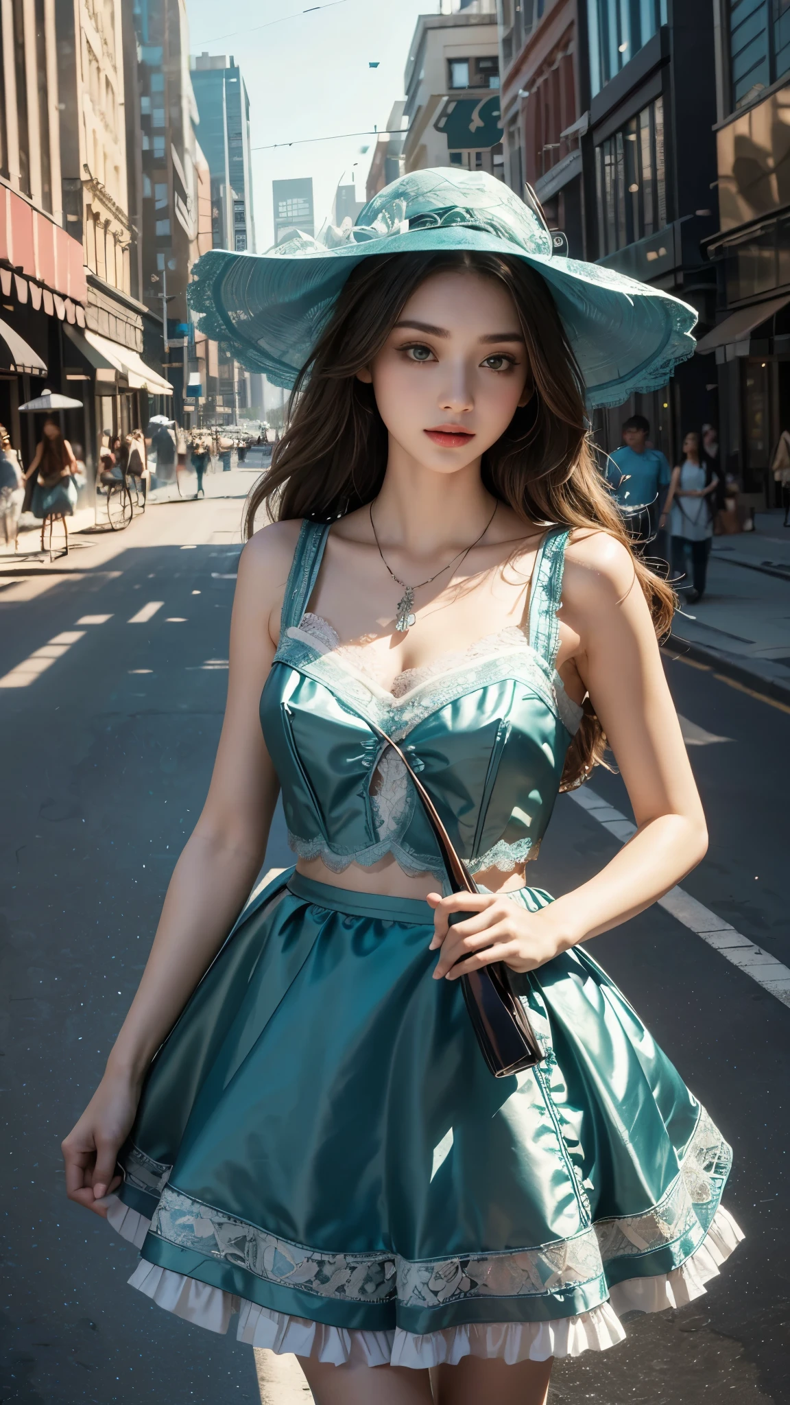 Sweet girl clothes9,yellow dress,, fashi-girl, ((cowboy shot)), A beautyful girl, a young female model, Random pose, posing elegantly, visually appealing, tmasterpiece, (Best quality at best, 4K, 8K, A high resolution, tmasterpiece:1.2), a warm color palette, ultra - detailed, Ultra-fine painting, delicated face, long slim figure, slim, largeeyes, pretty eyes, Hefty Smile, Random shooting angle, Random scenes