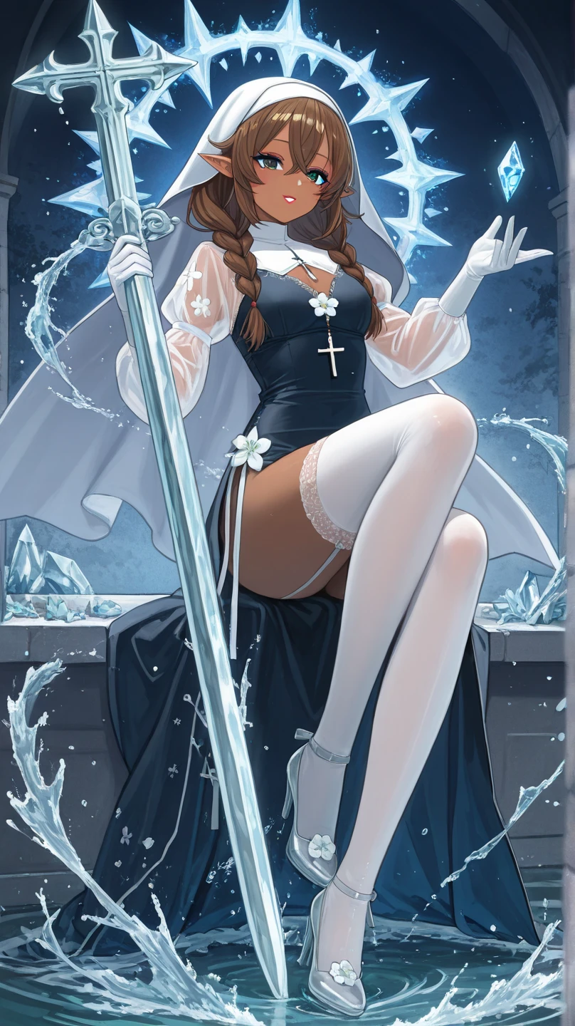 Highest quality, masterpiece, girl, cute, Lewd,forrest, Long Hair, forrestBase, Knee socks, nakedの肩, jewelry, No sleeve, White Dress, Long black skirt, gloves, knight , Cape, On the ground, White underwear, Shaved, The skirt is flipped up, The genitals are visible, The genitals are visible, not,naked, Leg spread, The dick is in the,Having sex,Eyes closed,Mouth open, Dildo, Being fucked by a dick, Stuck in pussy,My pussy is wet,Semen in pussy, Are standing, Standing, 虫の形をしたDildo,Clothes are off,Sperm in,マンコにDildo,Inserting dick into pussy,One nipple is visible,The wind flips up my skirt
