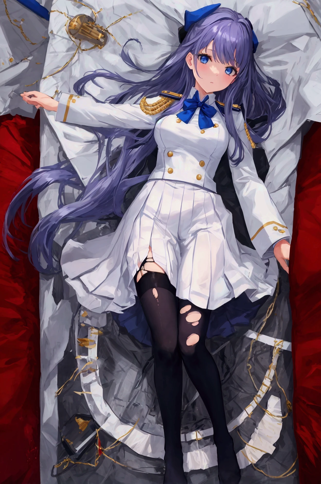 1 girl, silver hair, black eyes, smiling, ((black uniform)), cute, cold face, calm face, happy, detailed face, detailed eyes, high heels boots, butterflies