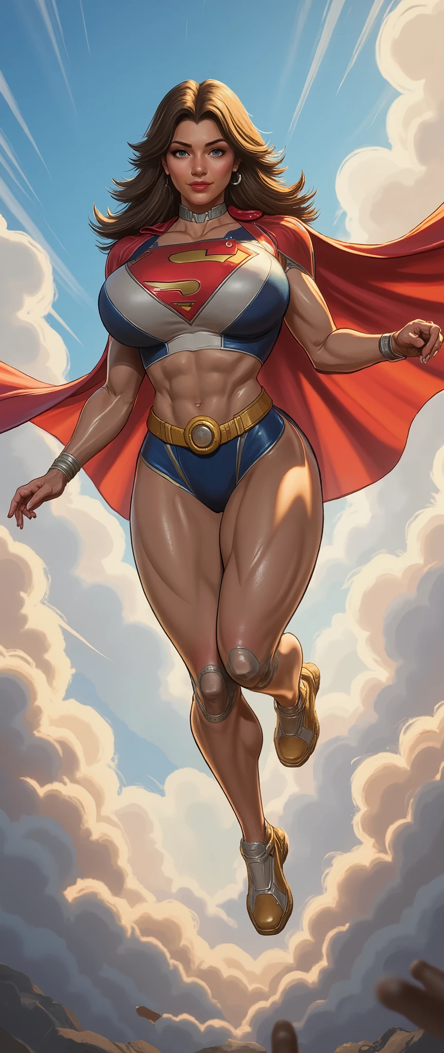 ITS A BIRD, ITS A PLANE. NO ITS A SEXY BRUNETTE SUPERGIRL TO THE RESCUE.