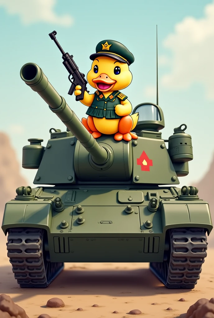 I cried tank in cartoon style, with the acronym WtO stamped on it.